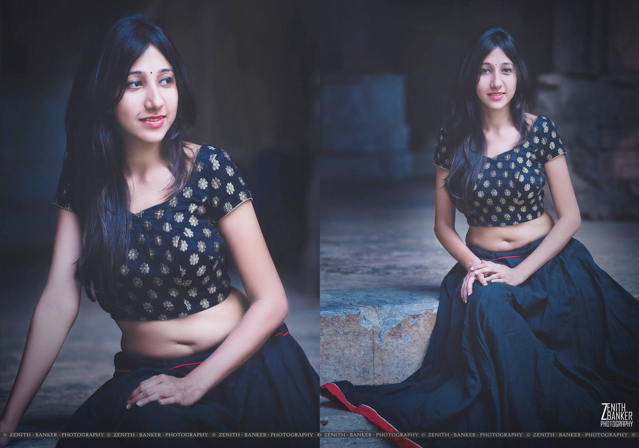 Dhwani Dalal in a cinematic pose suitable for an acting portfolio photoshoot in Ahmedabad.