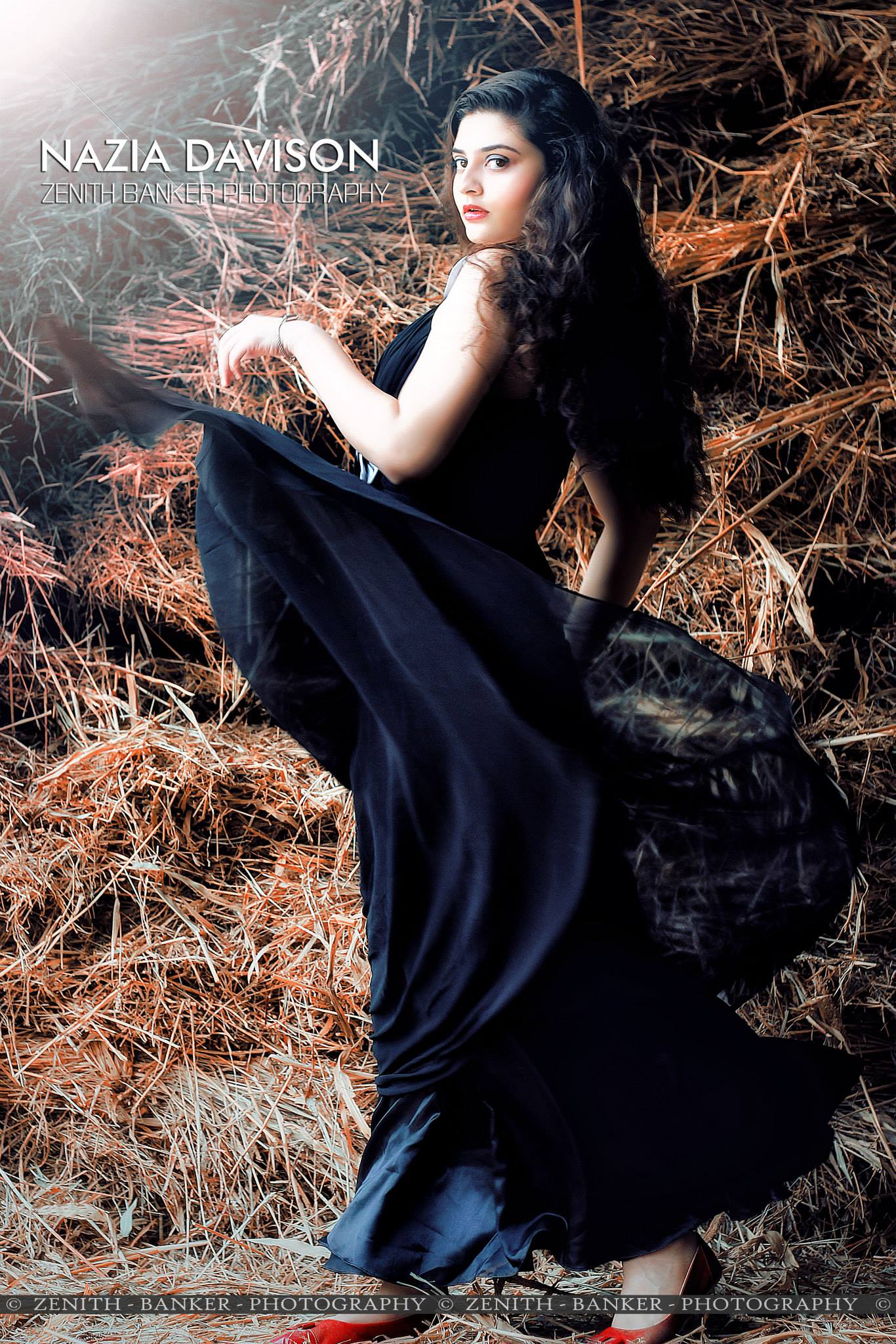 Side profile view of Nazia Davidson for portrait photography fashion session.