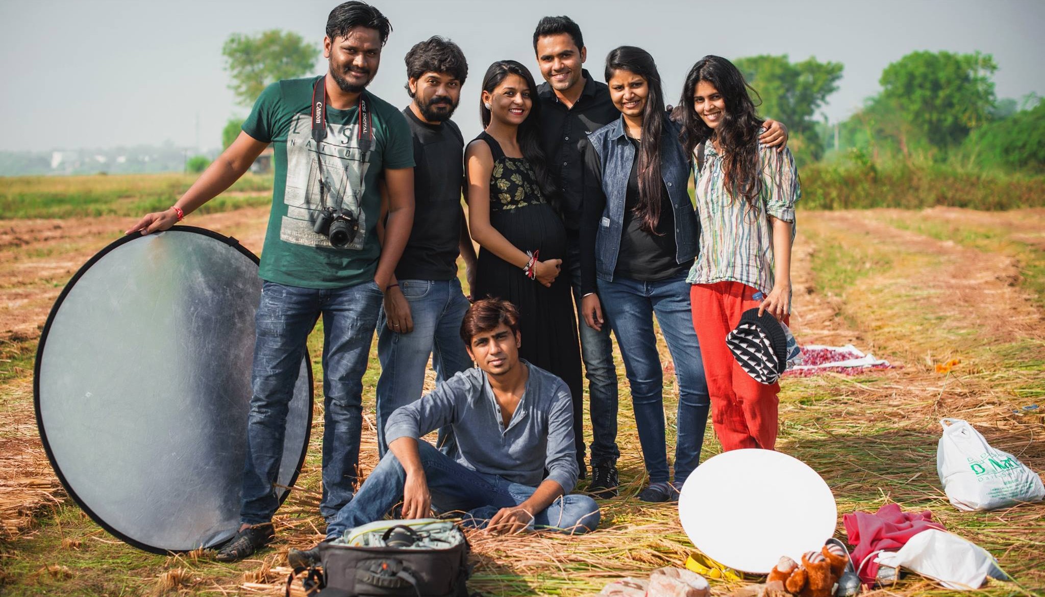 Zenith Banker team with client Pooja Surti after her maternity photoshoot in Ahmedabad.